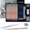 25-Piece Professional Graphite Sketch Pencil Set with Matte and Regular Pencils - Includes Vinyl Eraser, Kneaded Eraser, Sharpener, Pencil Extender and Blending Stump - Ideal for Artists and Beginners